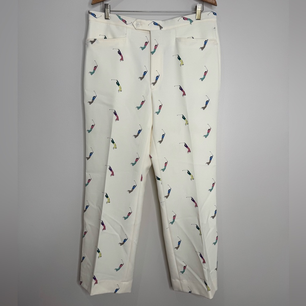 Sansabelt Golf by Jamar Ruby Vintage Golfer Novelty Print Pleat Front‎ Trousers